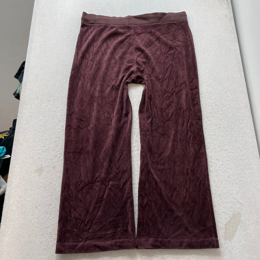 Juicy Couture Women's Burgundy Velour Wide Leg Track Pants Loungewear Size XL