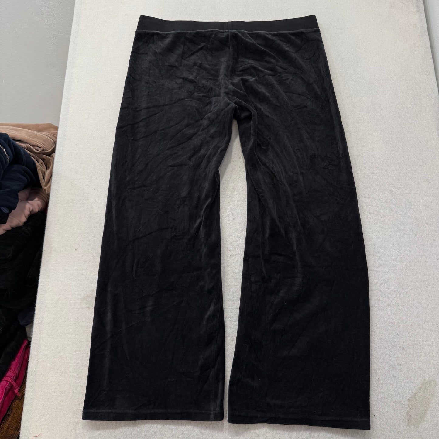 Juicy Couture Women's Black Velour Tracksuit Set Hoodie & Flared Pants Size XL
