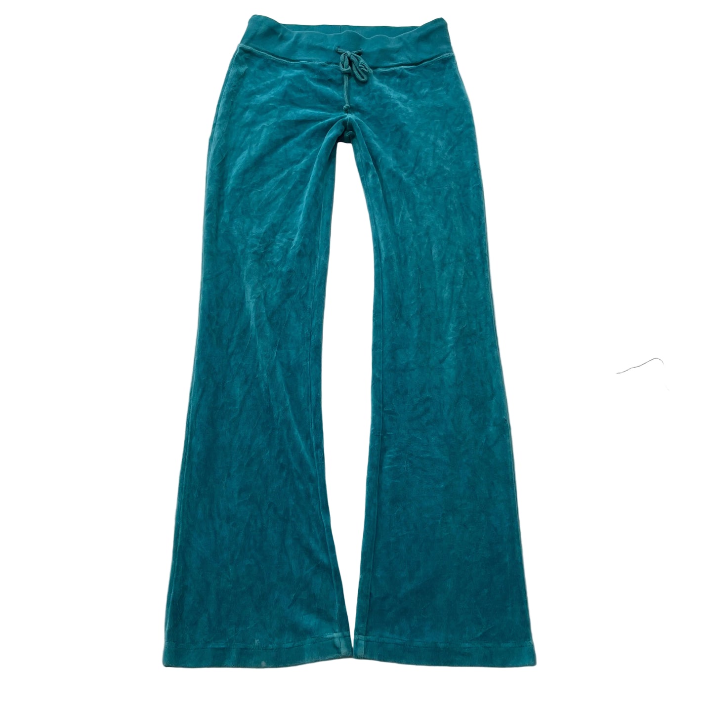 Vintage Juicy Couture Women's Teal Velour Flared Track Pants Drawstring Size S