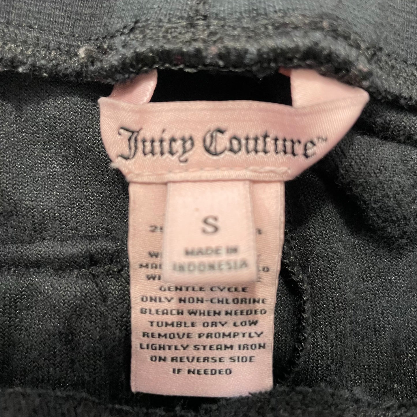 Juicy Couture Womens Black Velour Flare Track Pant Drawstring Snap Pocket Size S