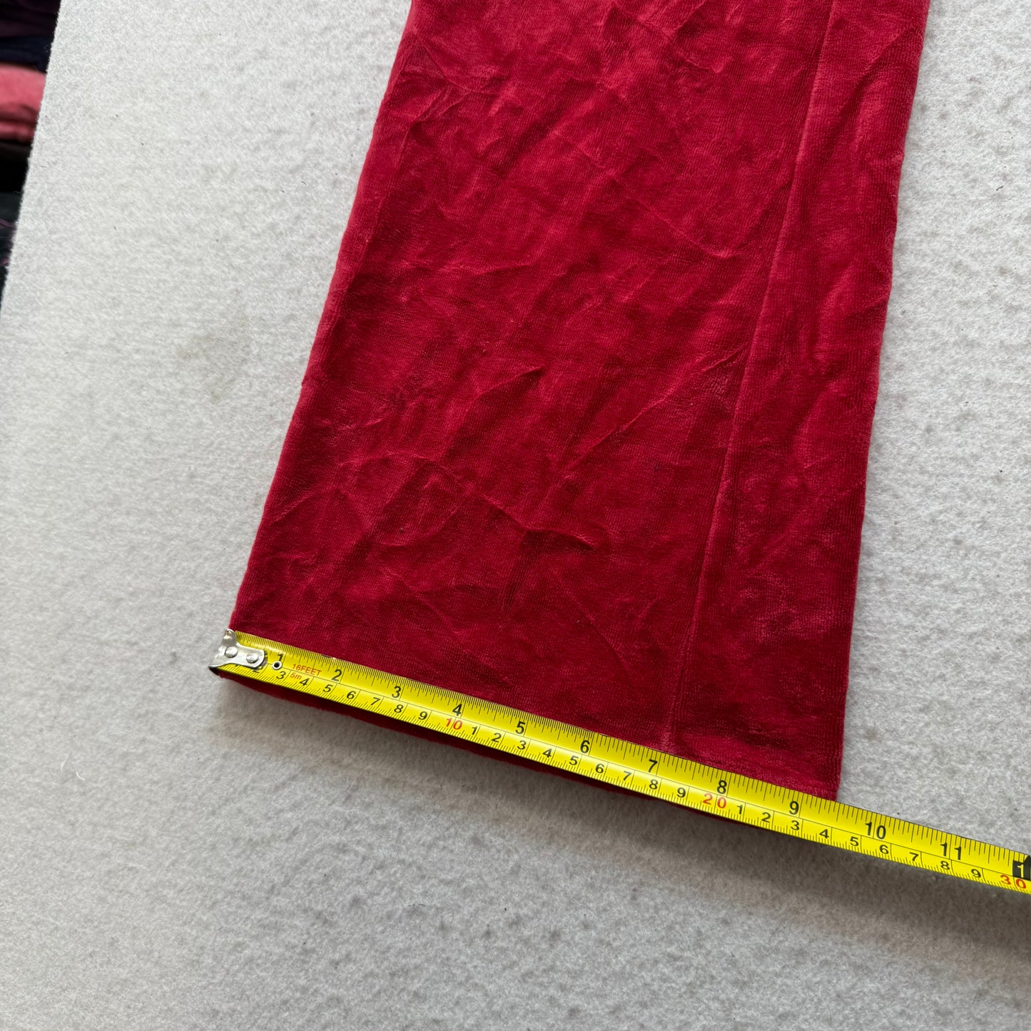 Vintage Juicy Couture Women's Dark Red Velour Flare Track Pant Drawstring Size S