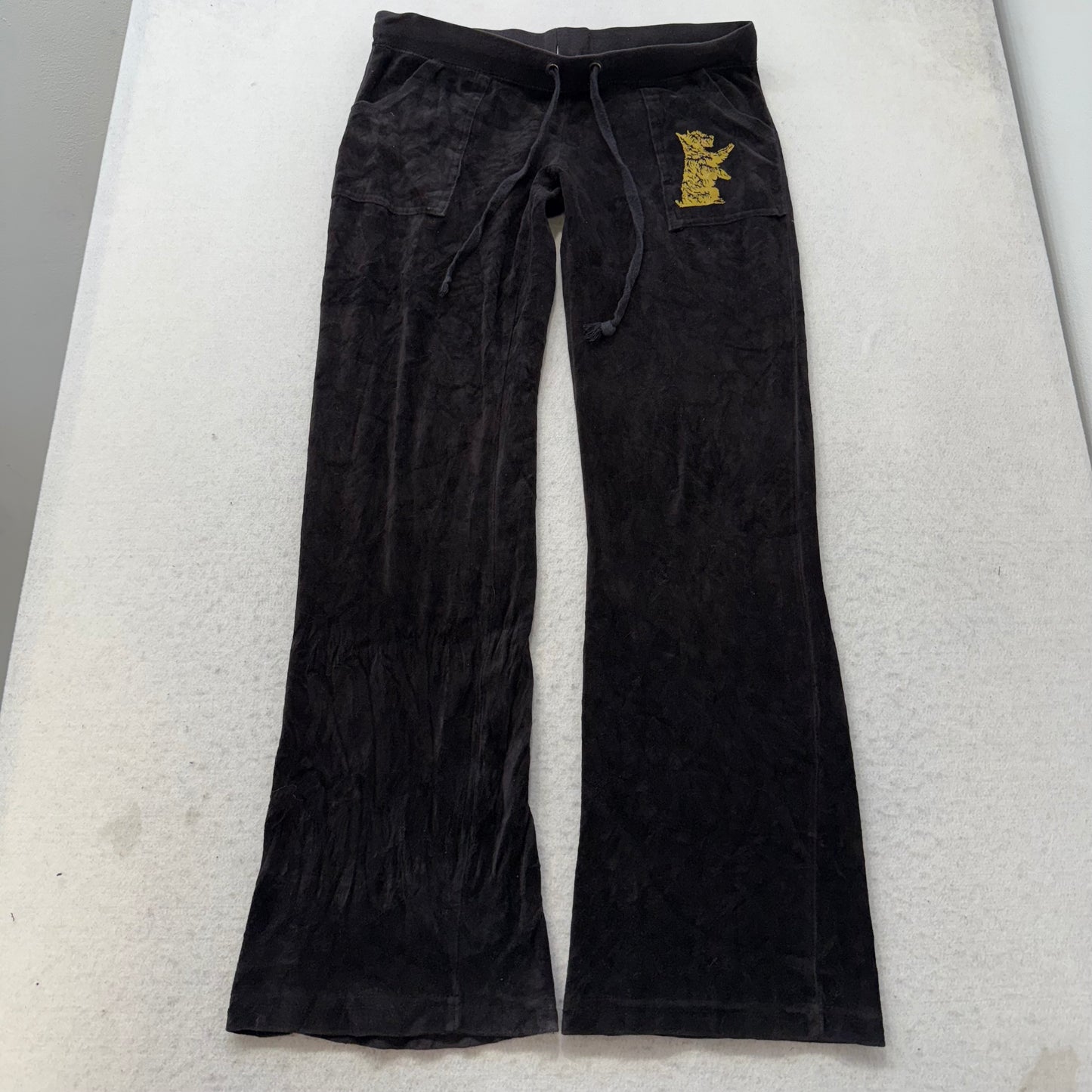 Vintage Juicy Couture Women Dark Brown Velour Jacket & Pant Tracksuit Set Size L