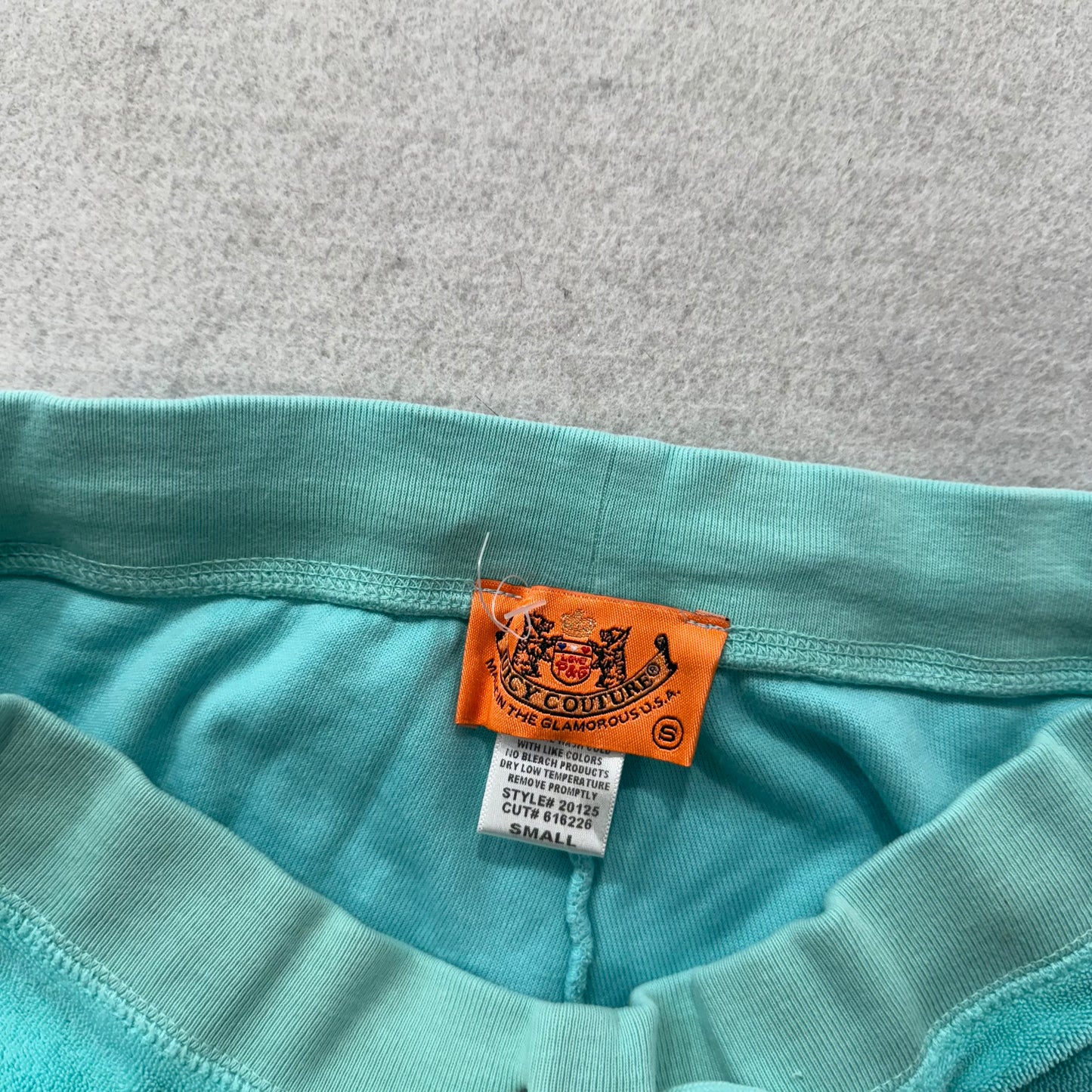 2003 Vintage Juicy Couture Women's Aqua Capri Pant Crochet Lace Trim Y2k Size S