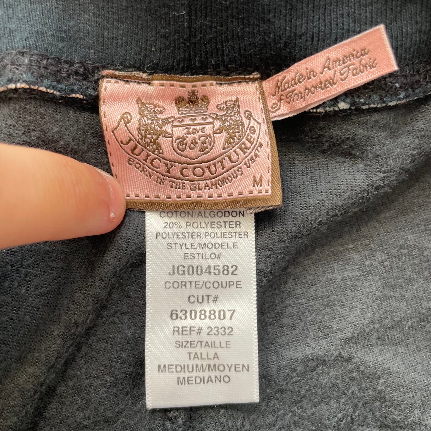 Juicy Couture Women's Charcoal Velour Flared Track Pant Rhinestones Logo Size M