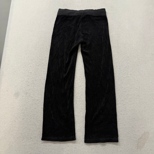 Juicy Couture Women's Black Velour Flared Track Pant Rhinestones Logo Y2K Size 7