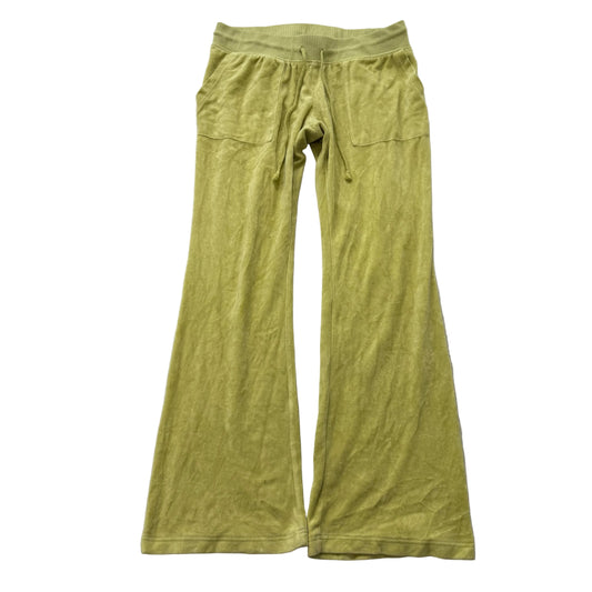 Vintage Juicy Couture Women's Yellow Velour Flared Track Pants Drawstring Size L
