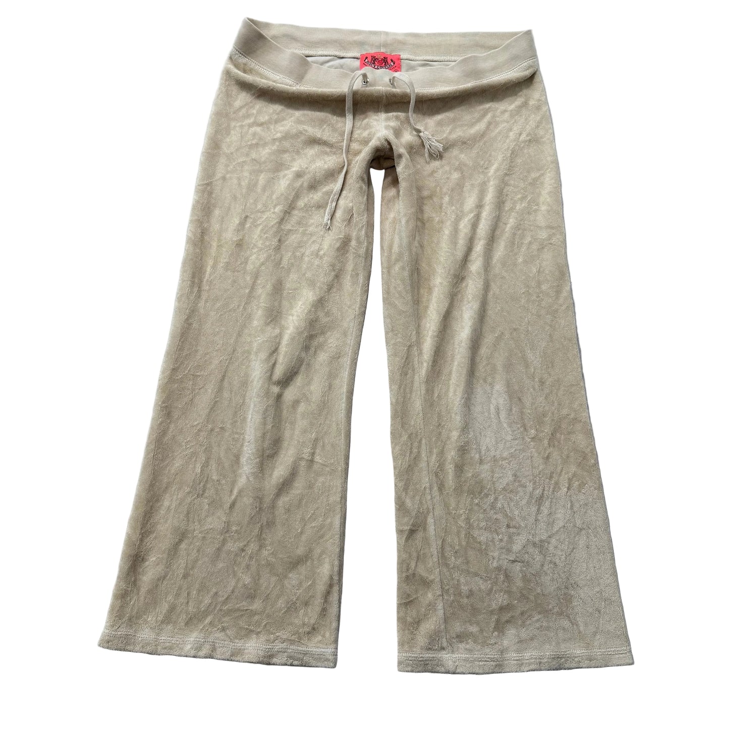 2003 Vintage Juicy Couture Women's Beige Terry Cloth Wide Leg Capris Pant Size P