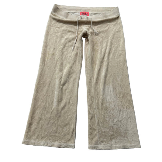 2003 Vintage Juicy Couture Women's Beige Terry Cloth Wide Leg Capris Pant Size P
