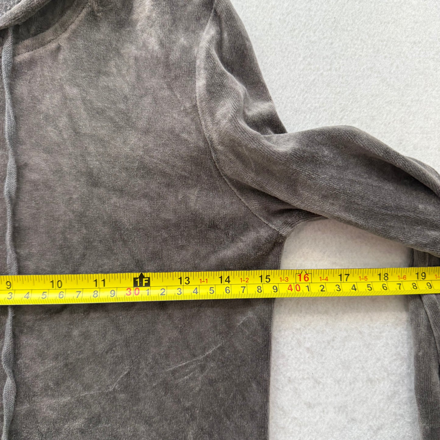 Juicy Couture Women's Charcoal Grey Velour Zip-Up Hoodie Drawstring Y2K Size XS