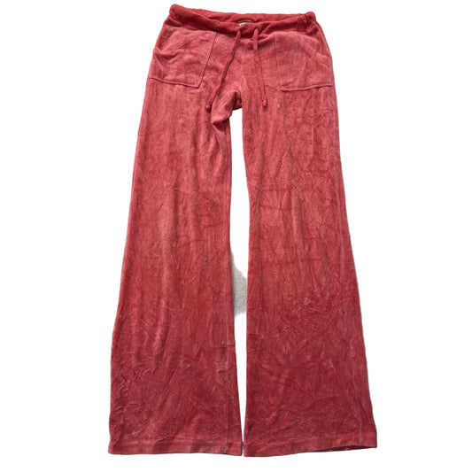 Vintage Juicy Couture Women's Coral Pink Velour Flared Track Pant Pockets Size L