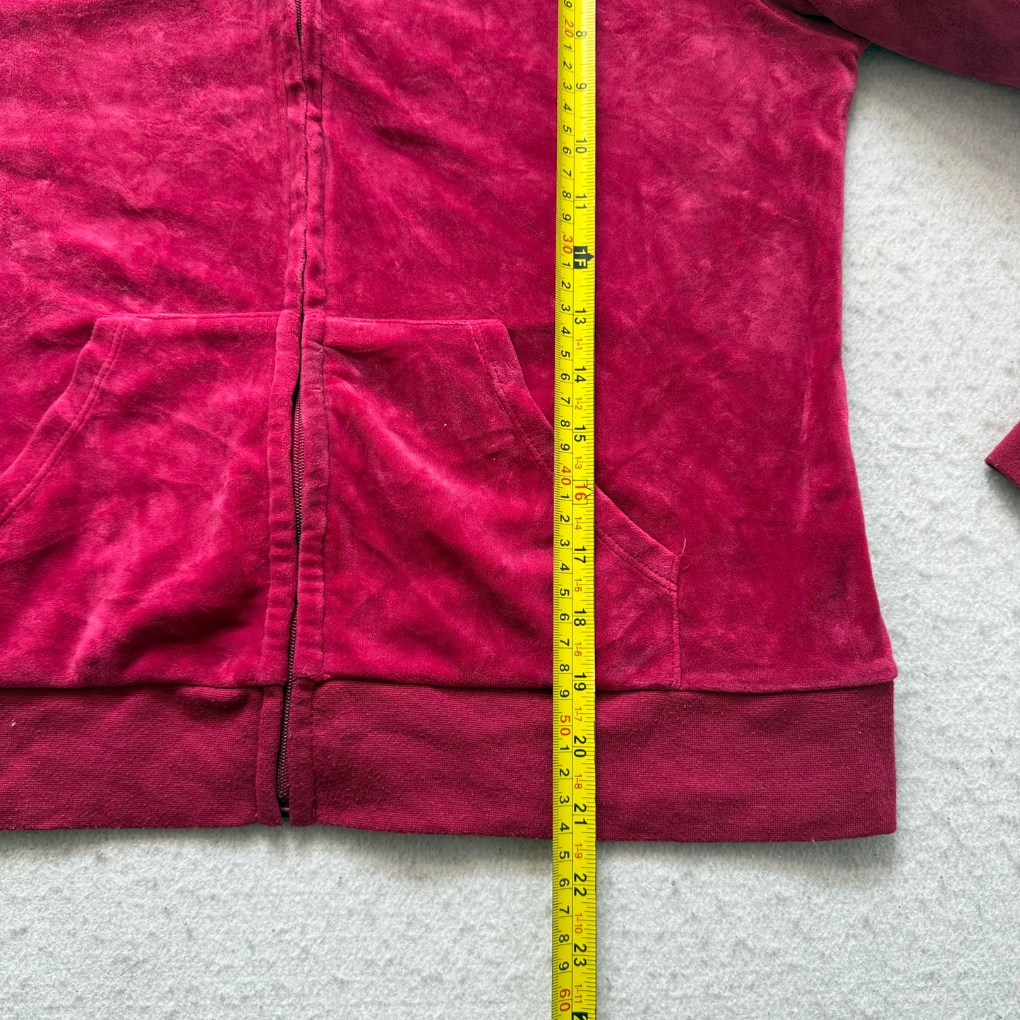 Juicy Couture Women's Hot Pink Velour Zip-Up Hoodie Back Glitter Logo Y2k Size S