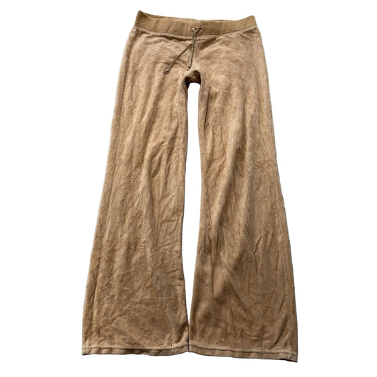 Vintage Juicy Couture Women's Camel Velour Flared Track Pant Drawstring Size S
