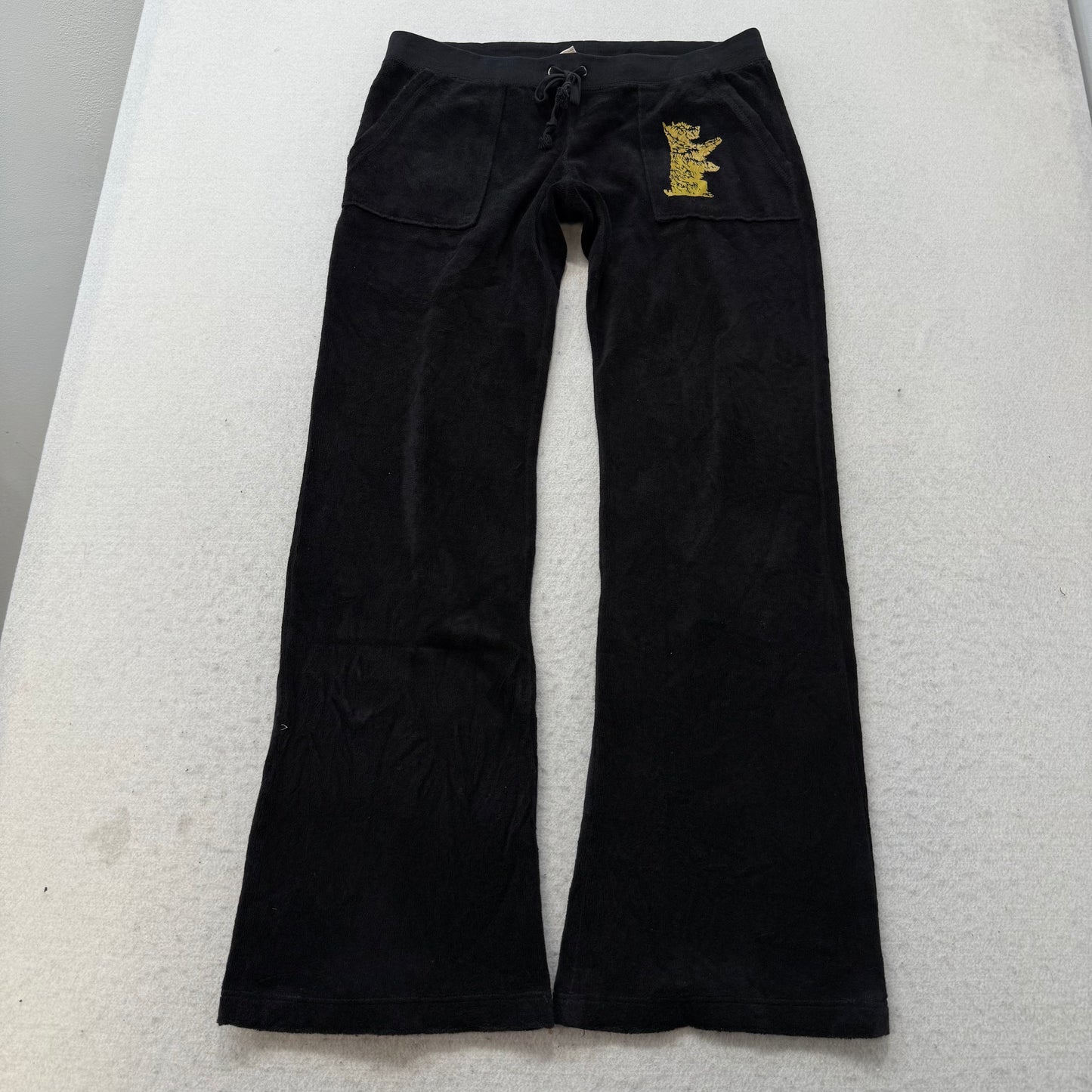 Vintage Juicy Couture Scottie Dog Women Black Terry Cloth Tracksuit Set Size M/S