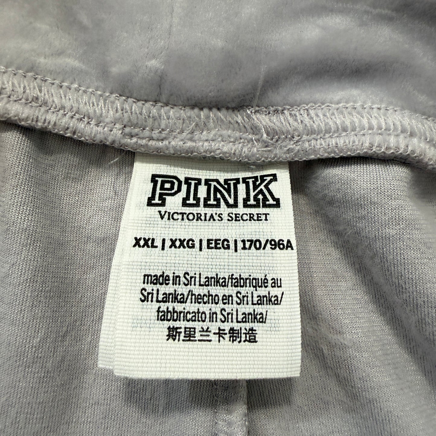 Victoria's Secret PINK Womens Grey Velour Sweatpants Tapered Leg Casual Size XXL