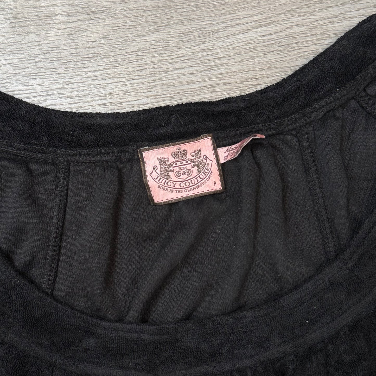 Juicy Couture Women's Black Terry Cloth Zip-Up Mini Dress Lace Loungewear Size P