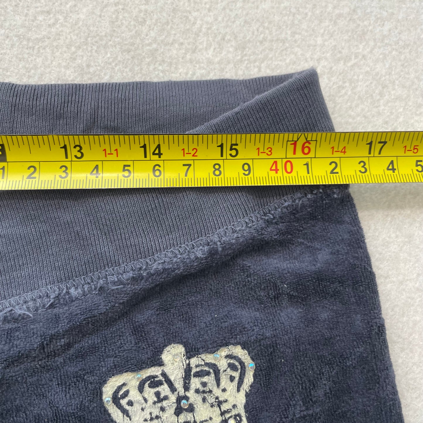 Juicy Couture Women Navy Velour Tracksuit Sets Hoodie & Pant Graphic Logo Size M