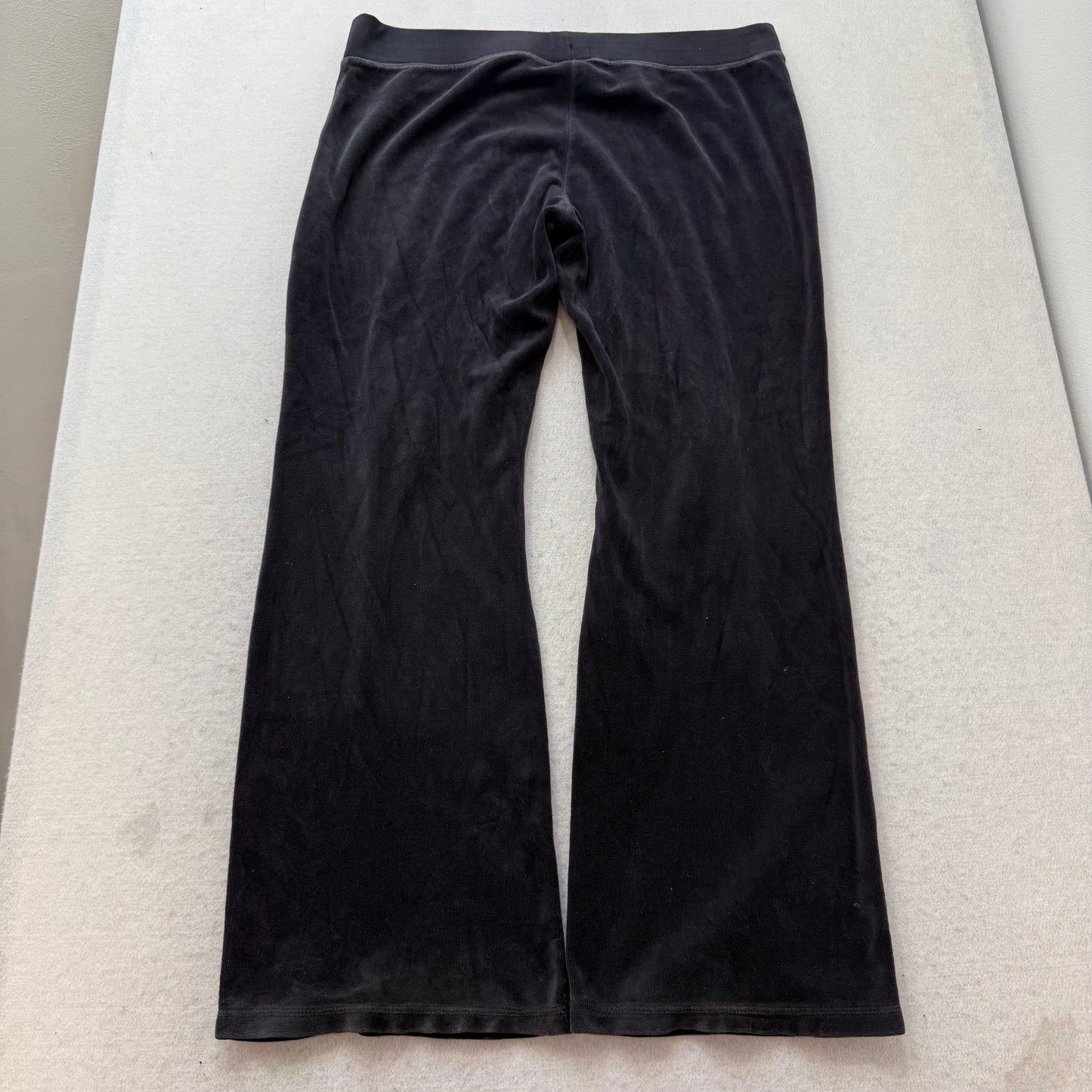 Vintage Juicy Couture Womens Charcoal Velour Flared Track Pant Drawstring Size L