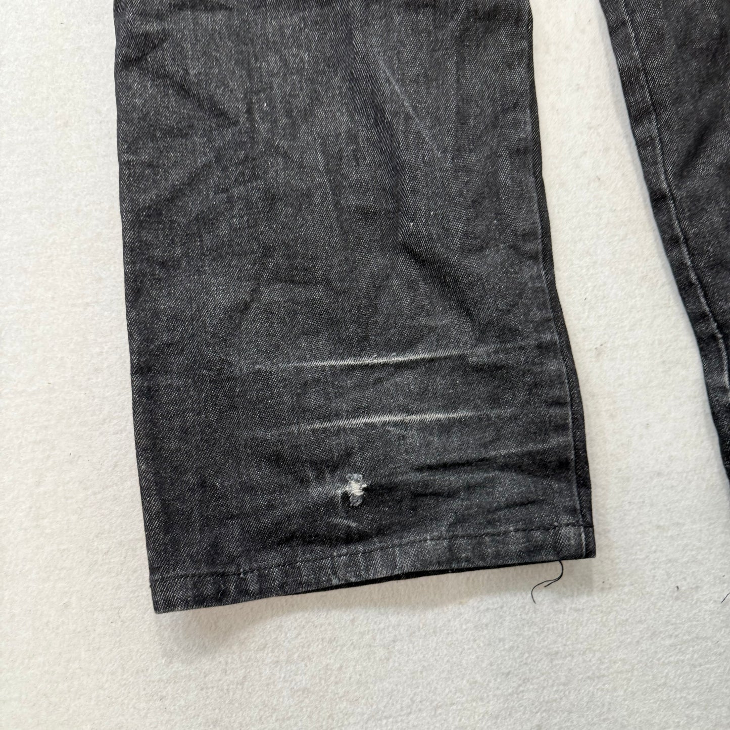 FB County Mens Black Cotton Blend Baggy Fit Cargo Denim Pants Streetwear Size 32