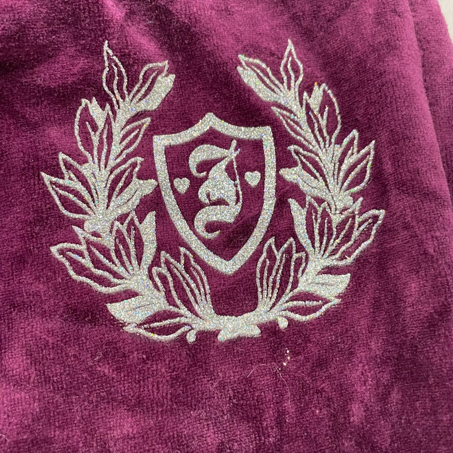 Juicy Couture Deep Purple Velour Tracksuit Set Rhinestone Graphic Logo Size M/XL