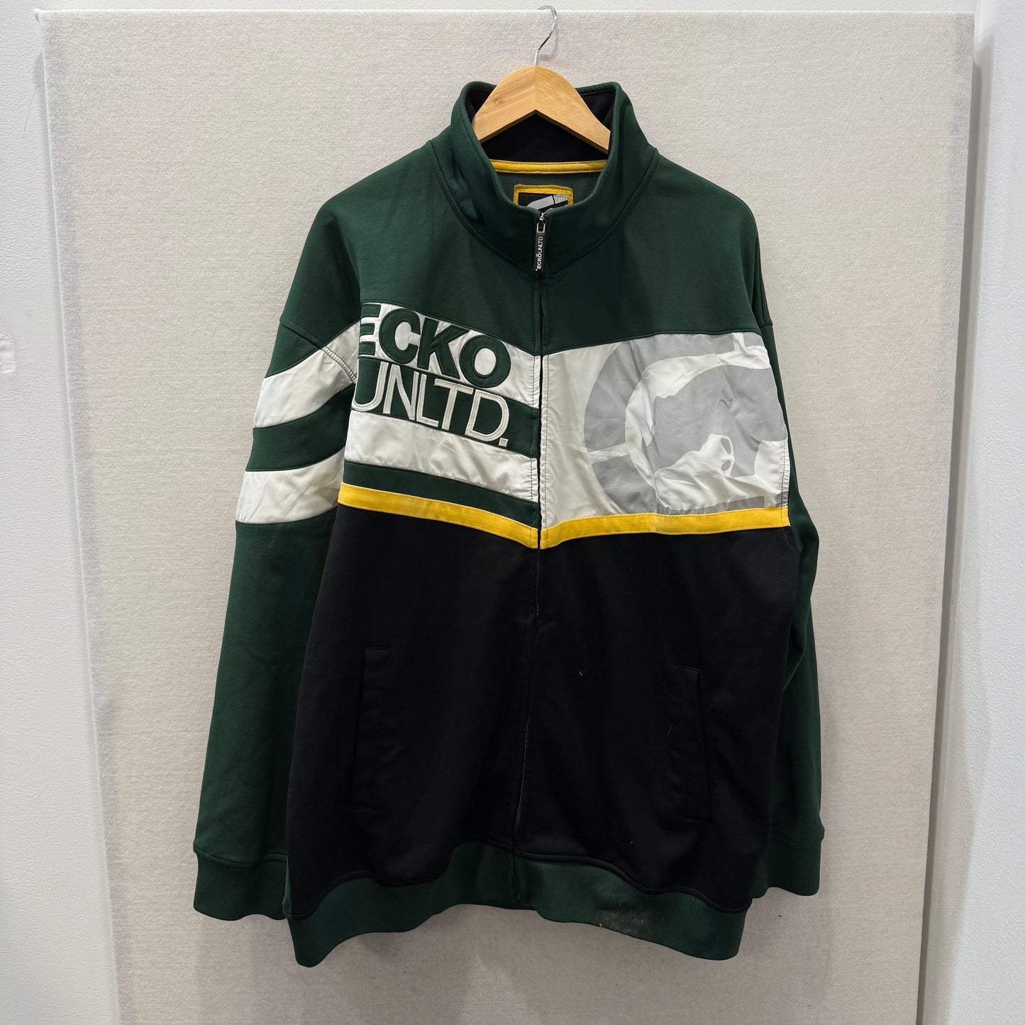 Ecko Unltd Green Colorblock Full Zip Track Jacket Logo Front Pockets Size 3XL