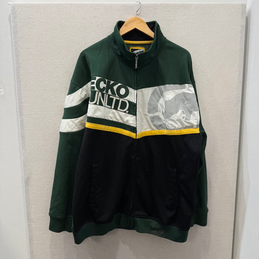 Ecko Unltd Green Colorblock Full Zip Track Jacket Logo Front Pockets Size 3XL