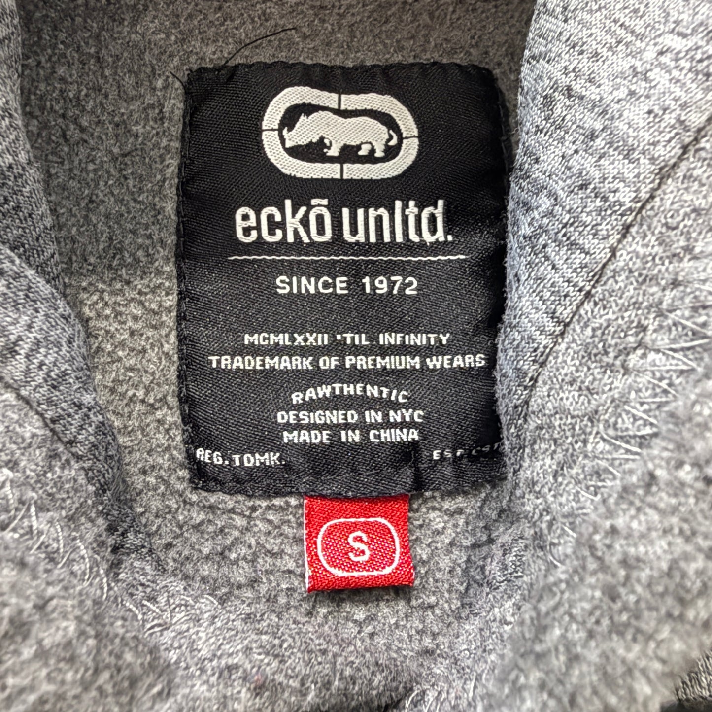 Ecko Unltd Men's Grey Fleece Pullover Hoodie Drawstring Pockets Casual Size S