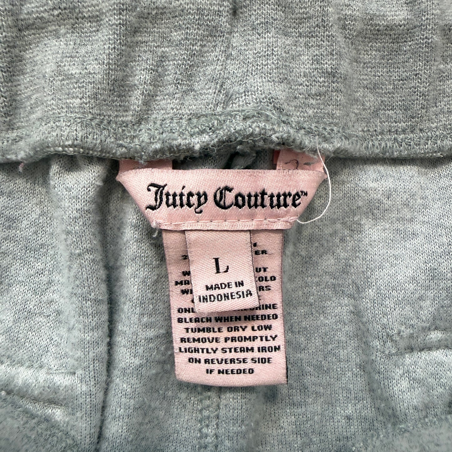 Juicy Couture Women's Heather Gray Velour Flared Track Pants Flap Pockets Size L