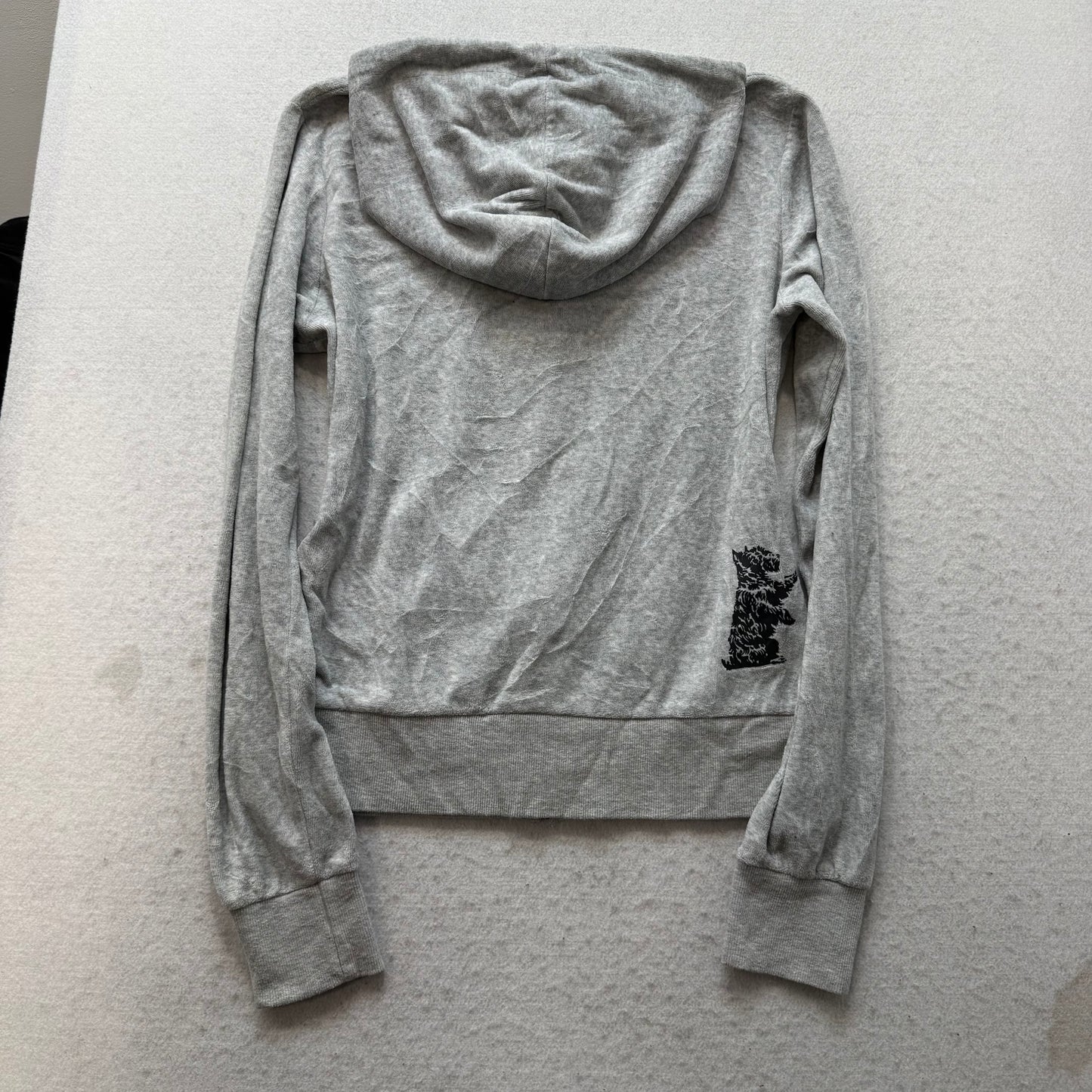 Vtg Juicy Couture Women Heather Gray Velour Tracksuit Set Hoodie & Pant Size M/S