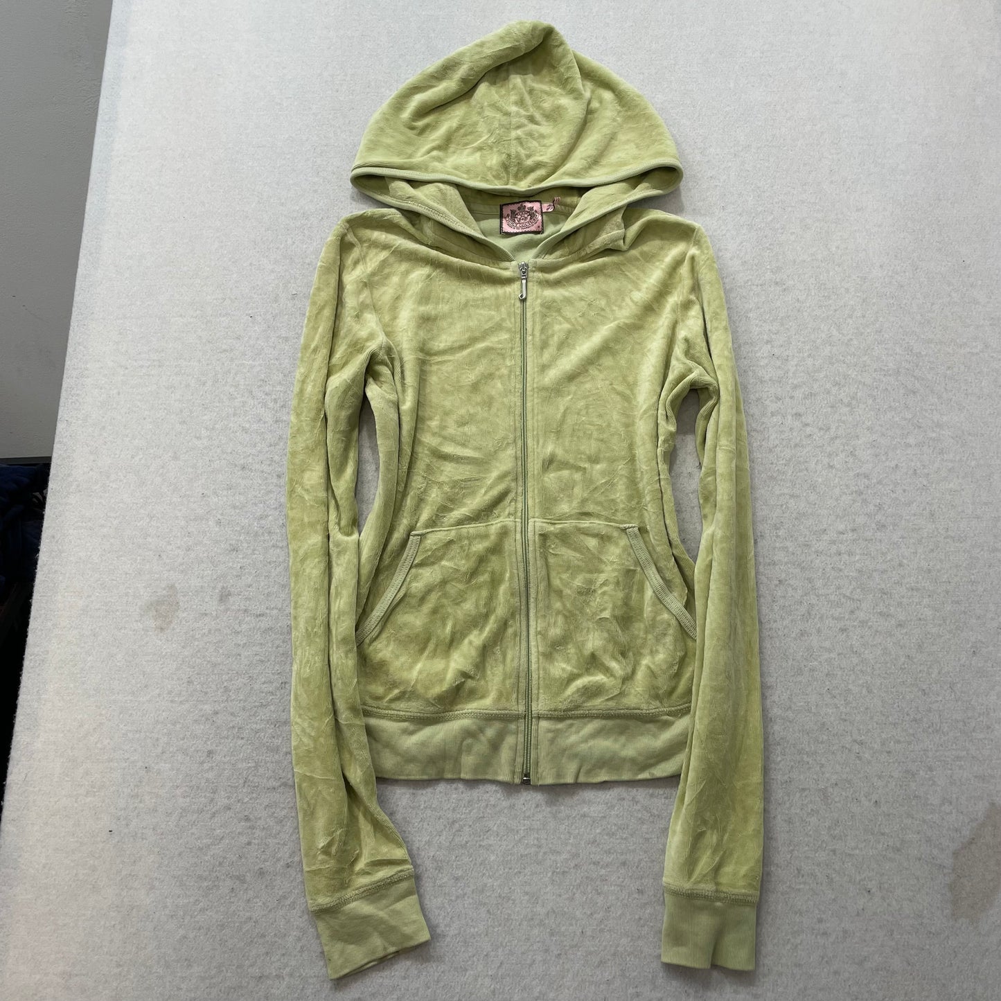Juicy Couture Angel Women's Yellow Velour Full Zip Hoodie Pockets Y2k Size M