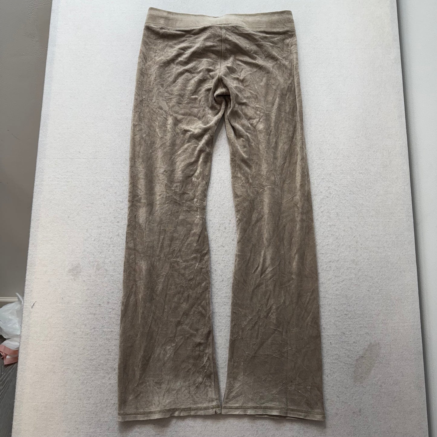 Juicy Couture “Juicy Angel“ Women Light Mushroom Velour Flared Track Pant Size P