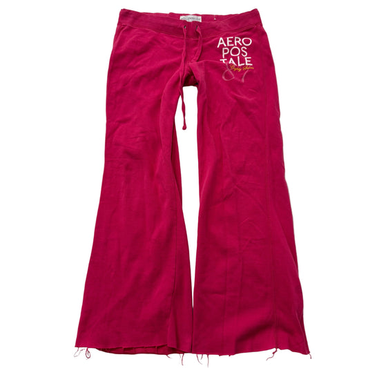 Aéropostale Women's Hot Pink Velour Fit & Flare Sweatpants Script Logo Size L