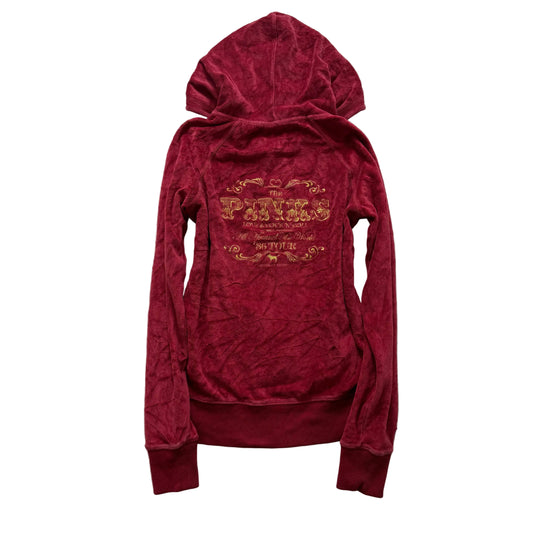 PINK Victoria's Secret Women's Maroon Velour Zip-Up Hoodie Casual Logo Size XS
