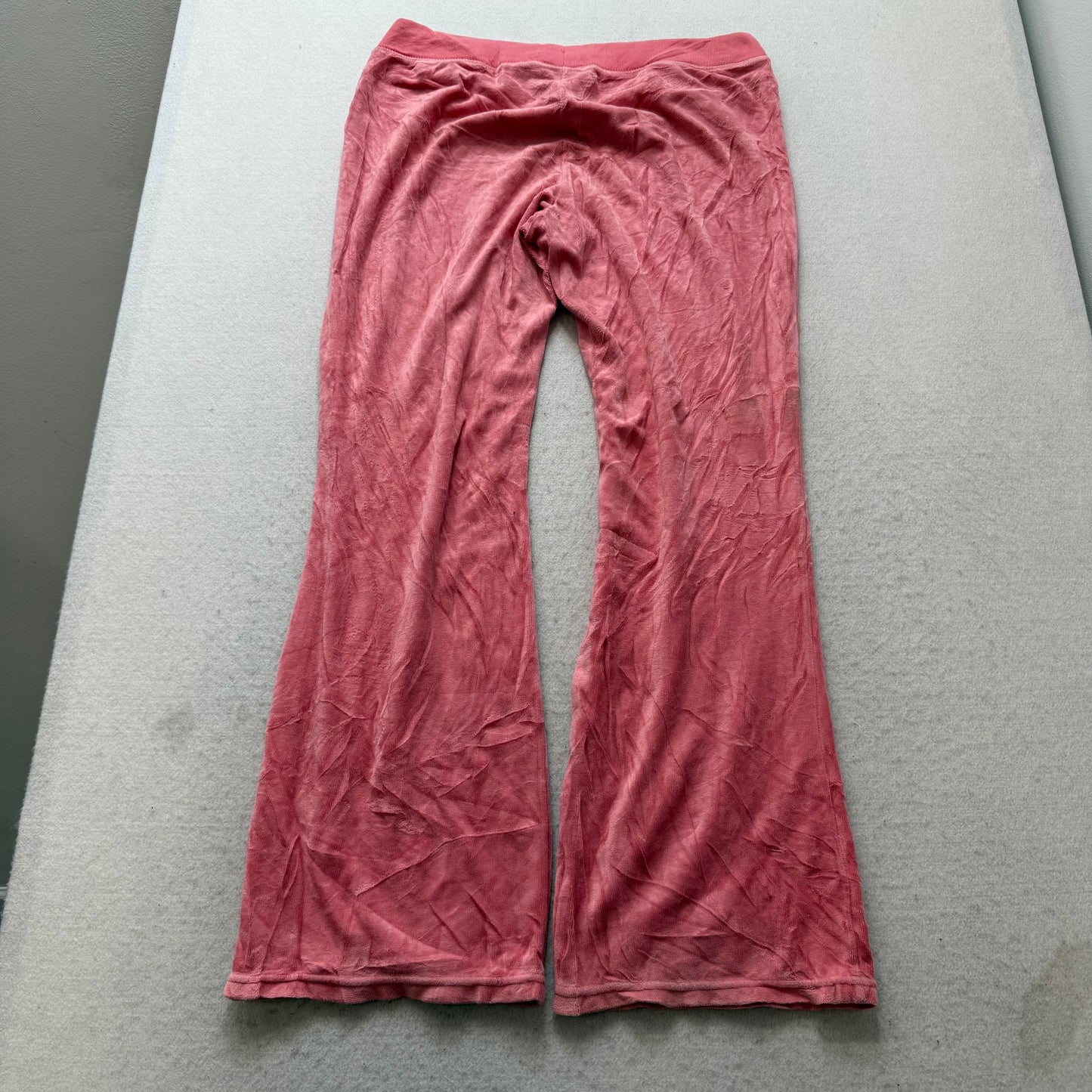 Juicy Couture Women's Pink Velour Flare Leg Track Pants Drawstring Y2K Size M