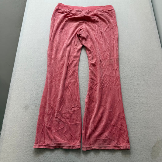 Juicy Couture Women's Pink Velour Flare Leg Track Pants Drawstring Y2K Size M