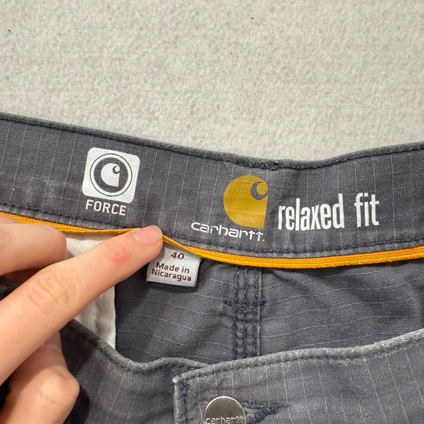 Carhartt Force Gray Ripstop Tappen Cargo Shorts Workwear Relaxed Fit Size 40