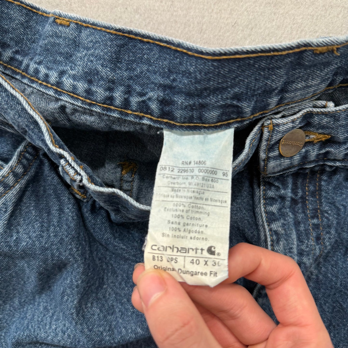 Carhartt Blue Denim Carpenter Dungaree Fit Jeans Utility Pockets Size 40x30