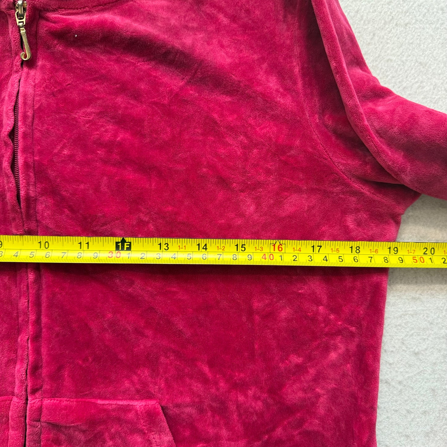 Juicy Couture Women's Hot Pink Velour Zip-Up Hoodie Back Glitter Logo Y2k Size S