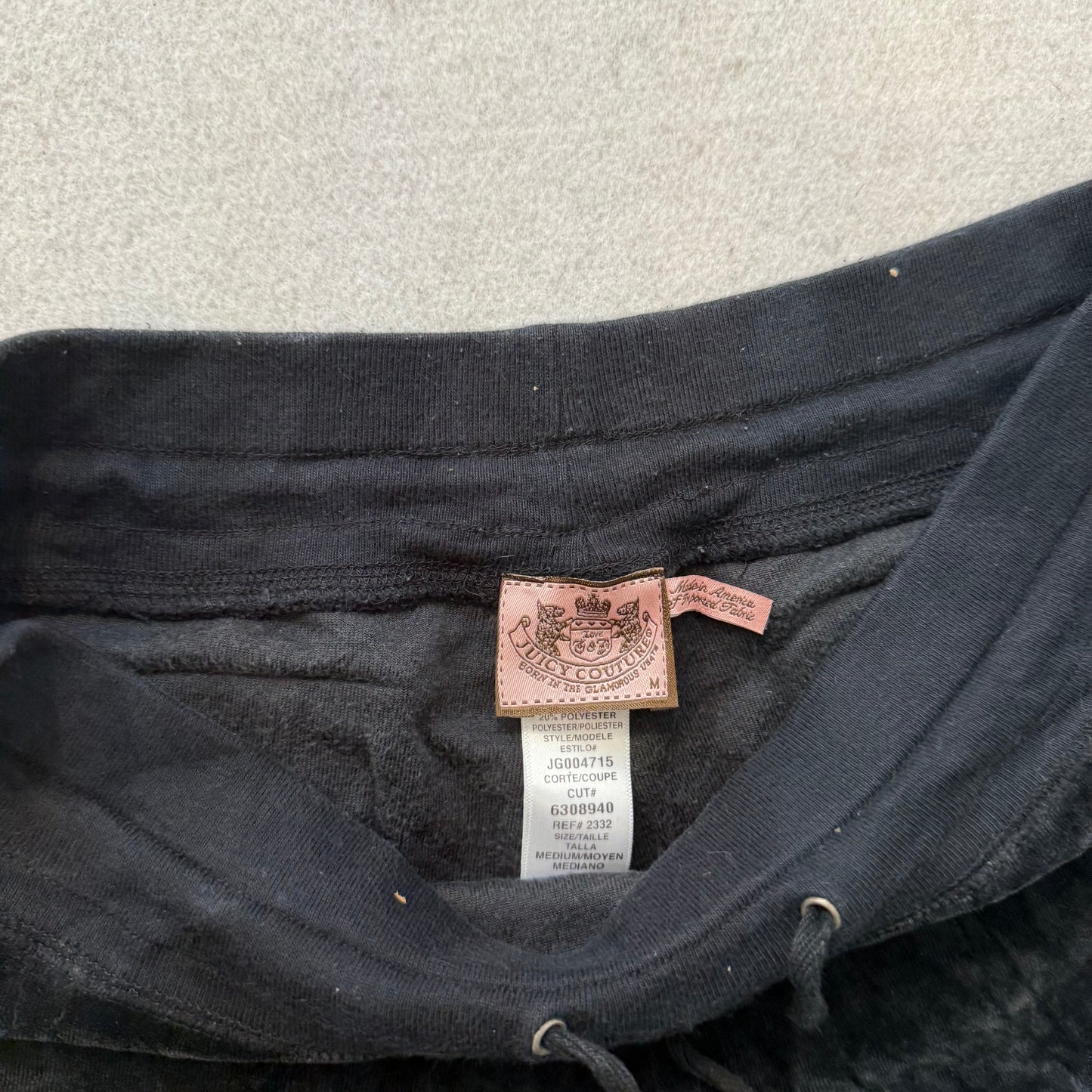 Juicy Couture Women Black Velour Tracksuit Set Zip-Up Hoodie & Flare Pant Size M