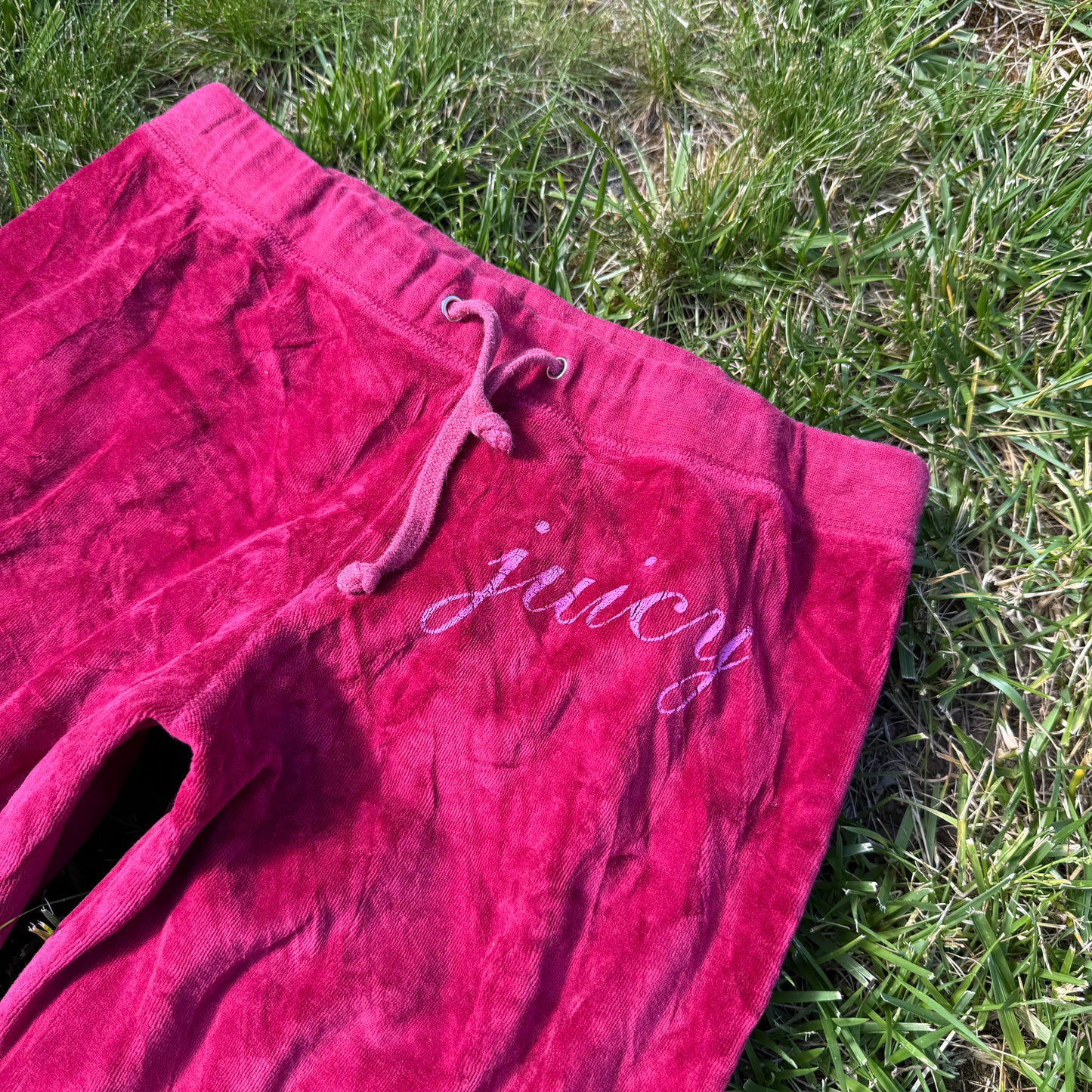 Juicy Couture Women's Hot Pink Velour Flared Leg Track Pant Drawstring Size M