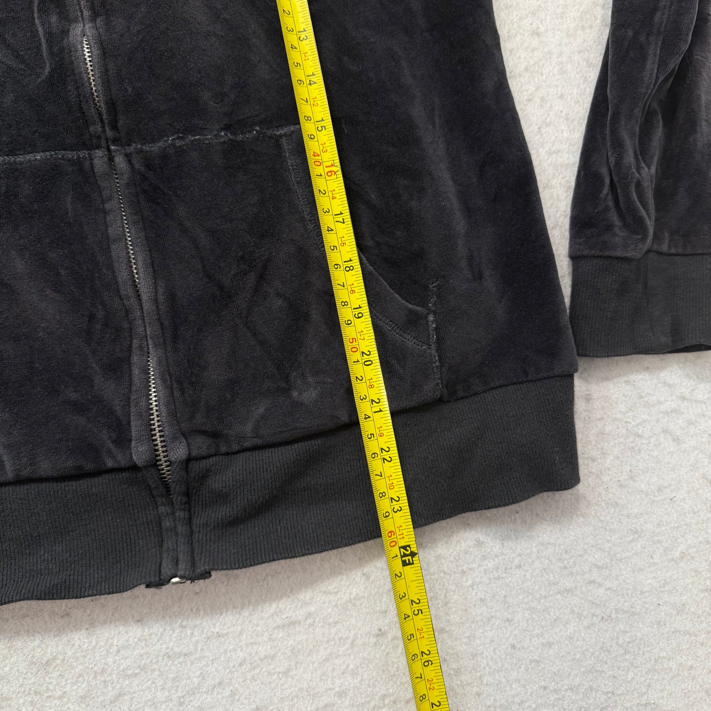 Victoria's Secret PINK Womens Charcoal Velour Full Zip Hoodie Sequin Logo Size L