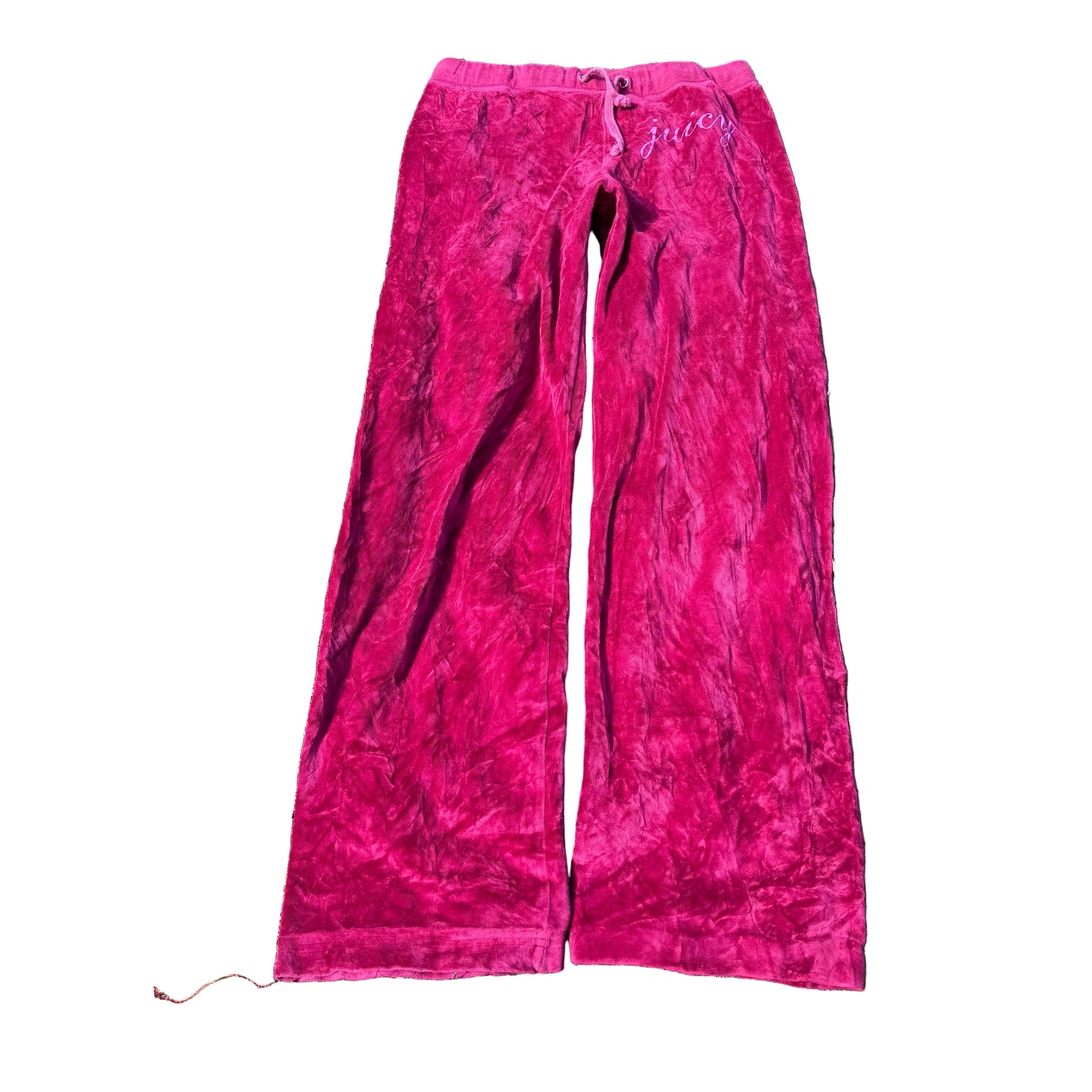 Juicy Couture Women's Hot Pink Velour Flared Leg Track Pant Drawstring Size M