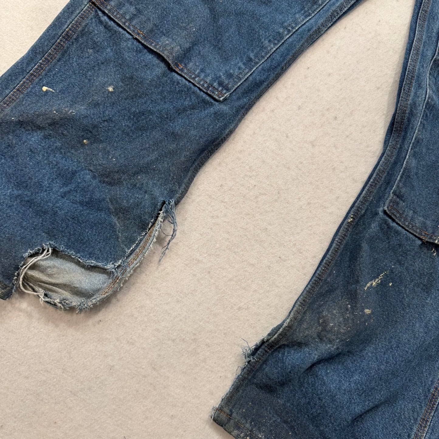 Key Men's Dark Wash Blue Denim Double Knee Carpenter Jeans Hammer Loop Size 38