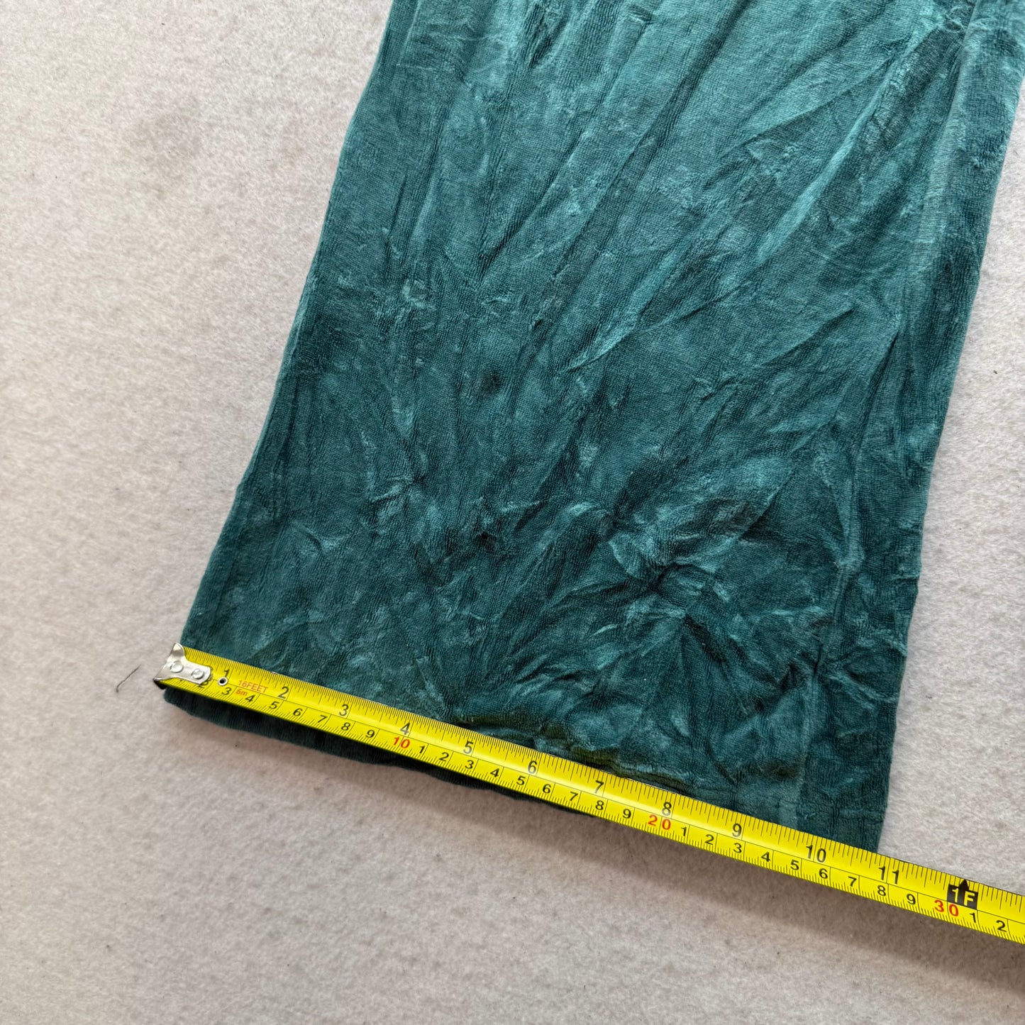 Juicy Couture Women's Green Velour Flare Track Pants Striped Waist Casual Size M