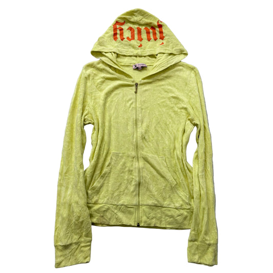 Juicy Couture Women's Yellow Terry Cloth Zip-Up Hoodie Long Sleeve Casual Size L