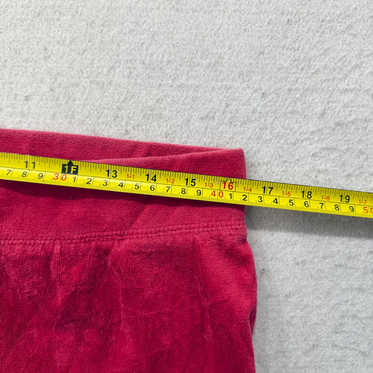 Vintage Juicy Couture Women's Red Velour Flared Track Pant Drawstring Y2k Size L