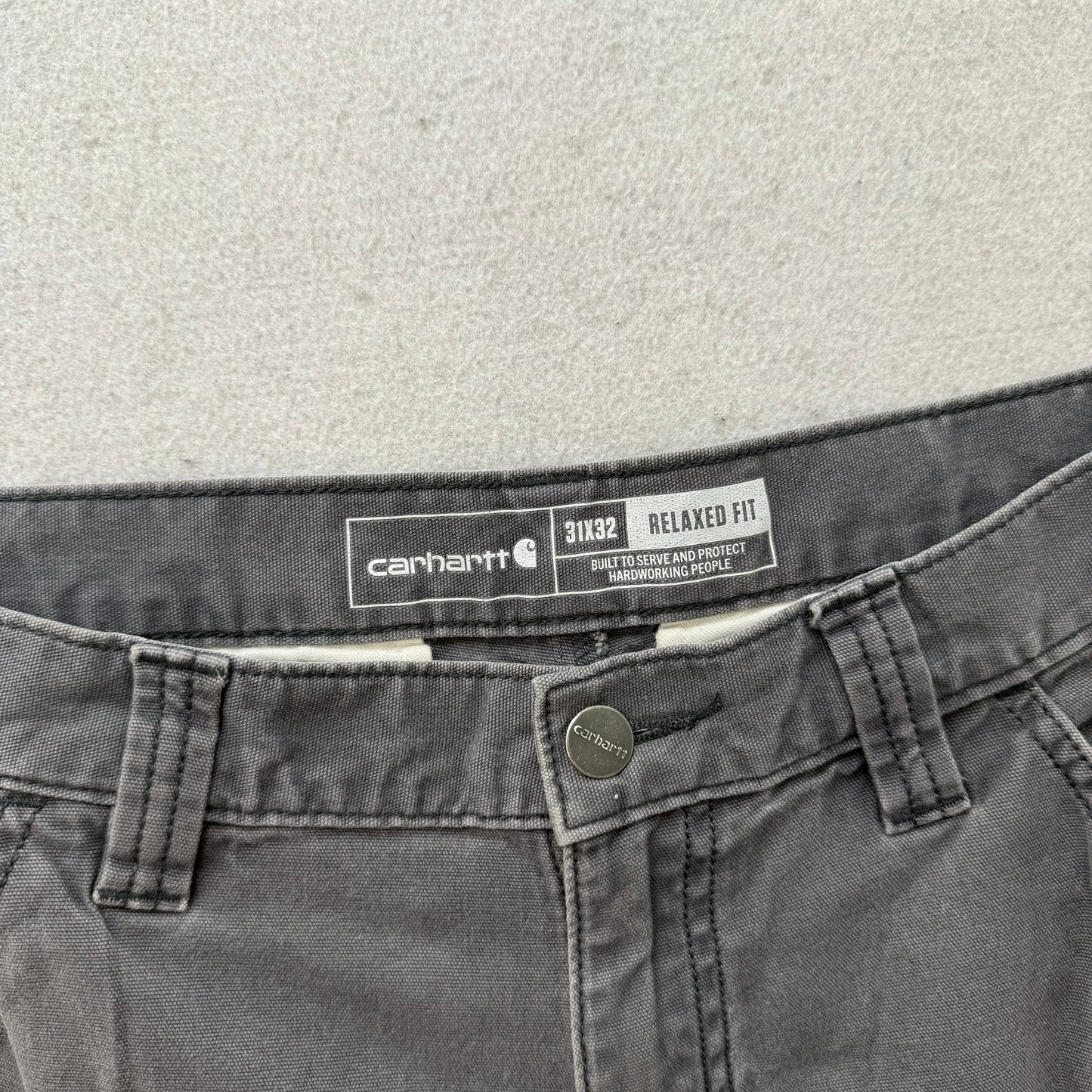 Carhartt Relaxed Fit Men's Faded Gray Canvas Utility Pants Workwear Size 31x32