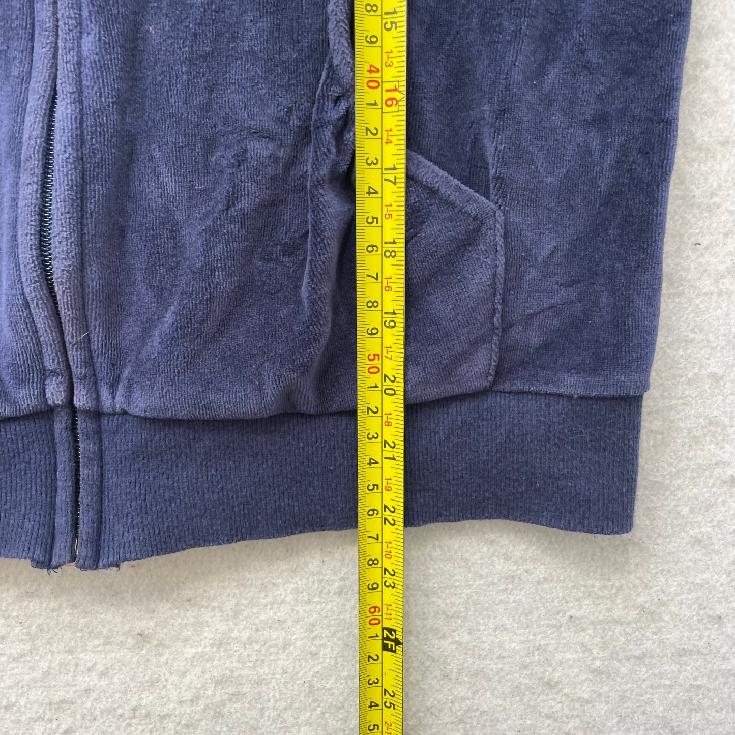 Juicy Couture Women's Navy Velour Zip-Up Hoodie Y2k Drawstring Dog Logo Size M