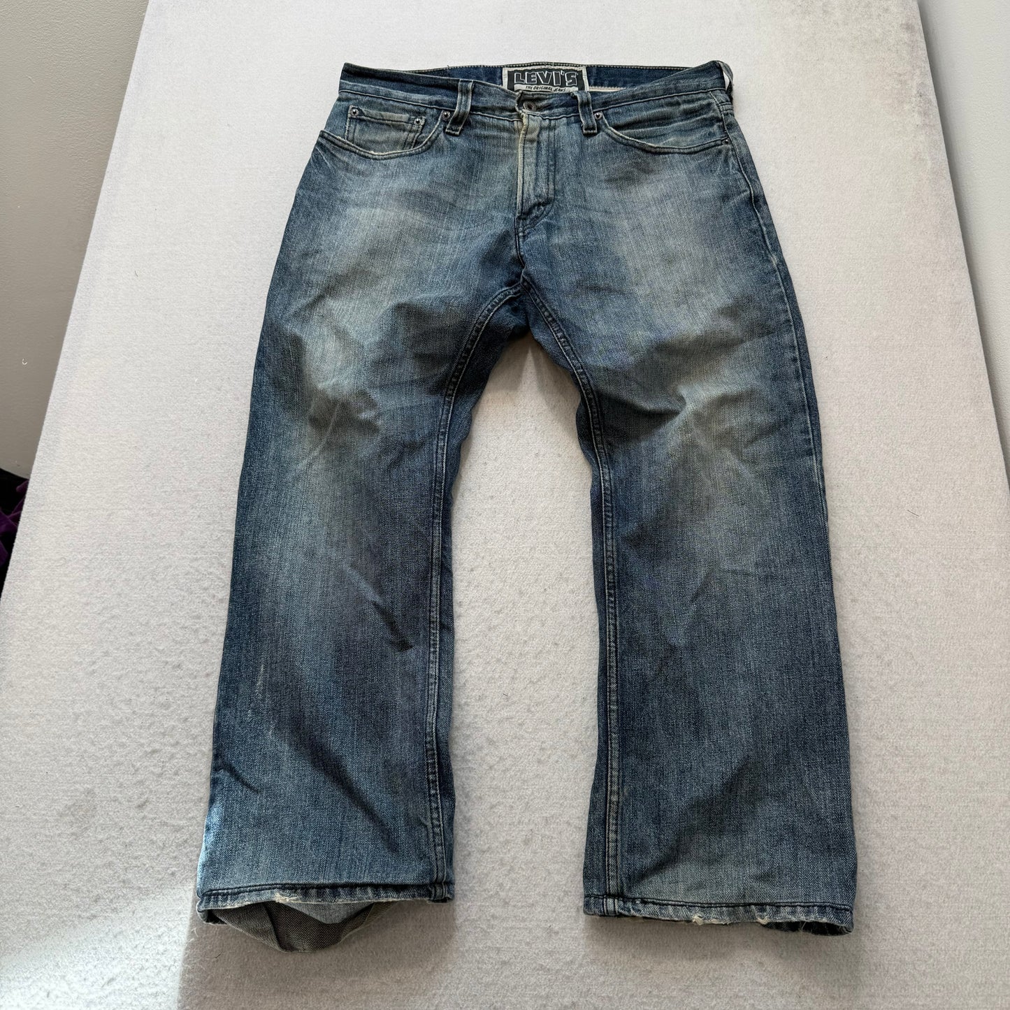 Levis 514 Slim Men's Blue Denim Straight Jeans Medium Wash Zip Fly Size 36W