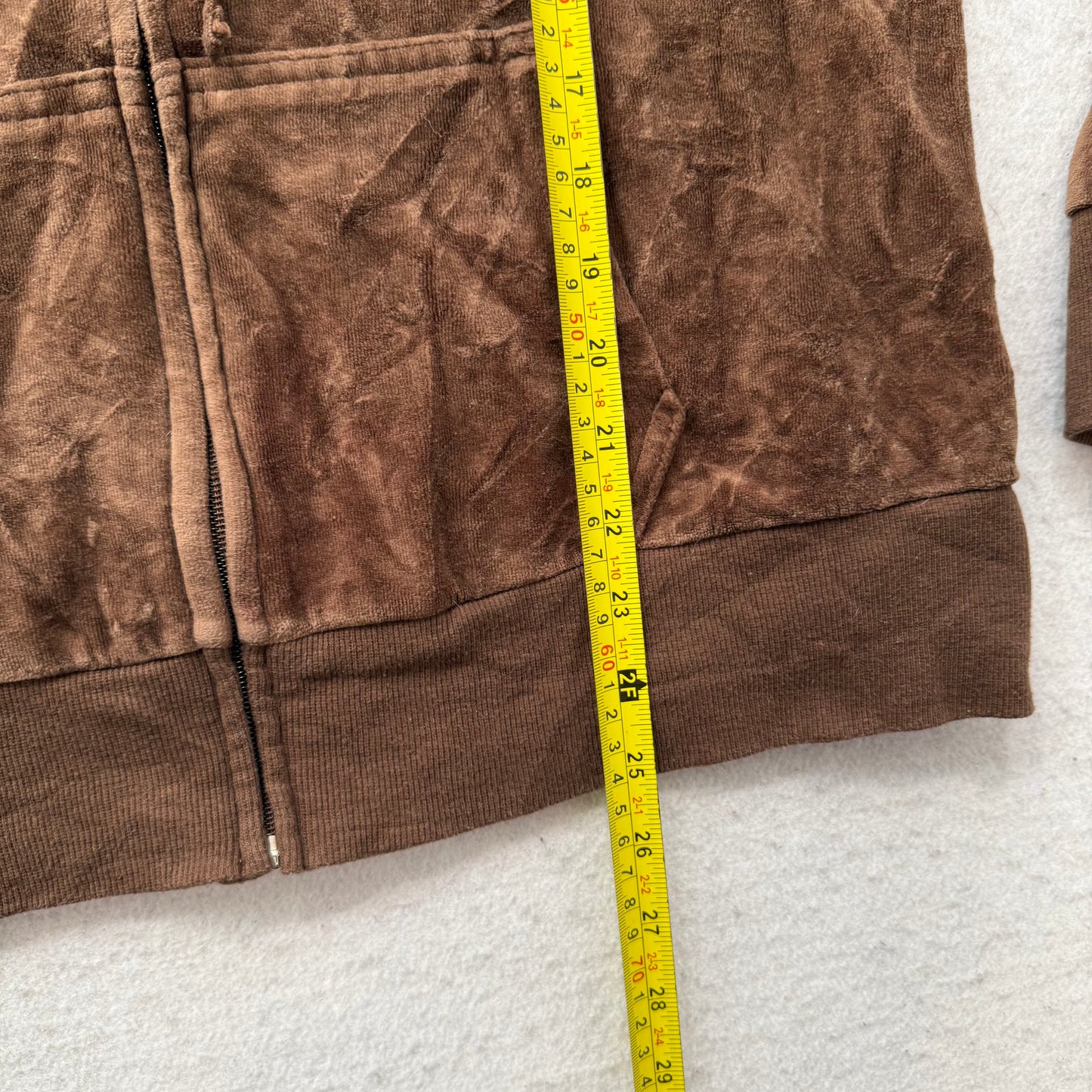 Juicy Couture Women's Brown Velour Zip-Up Hoodie Long Sleeve Pockets Y2K Size XL