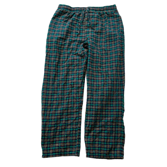 Men's Green Blue Plaid Flannel Pajama Pant Drawstring Pocket Loungewear Size W34
